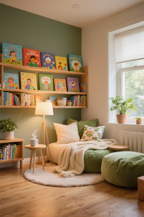 child friendly shelving and seating
