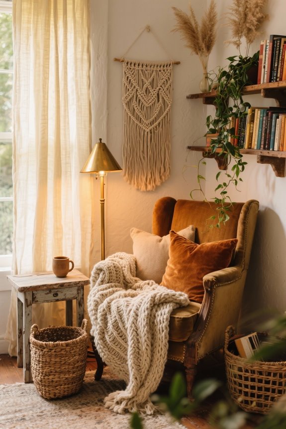 cozy textiles for reading nook